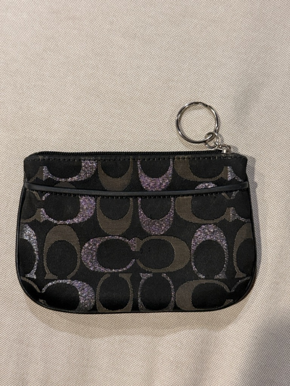Coach Black Signature C Key Coin Pouch Wristlet